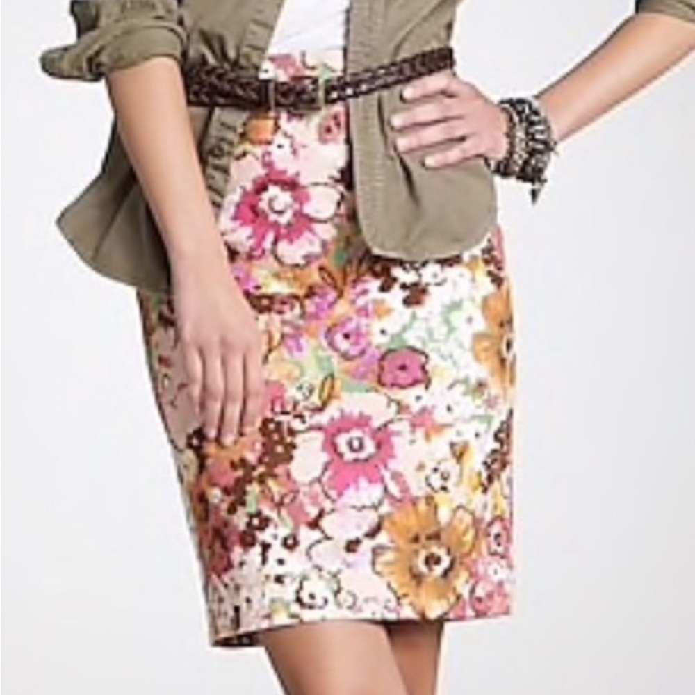 50%offw❤️ J. Crew watercolor floral woven Pastiche Pencil Skirt WOMENS SIZE 4